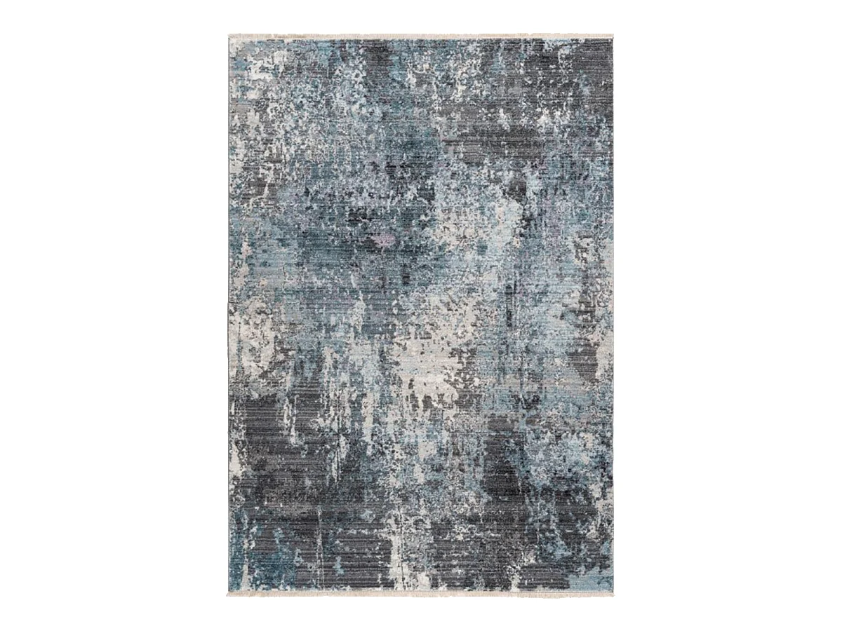 tapis chambre 120x170 tissé bleu et gris rectangle motif abstrait MEDELLA