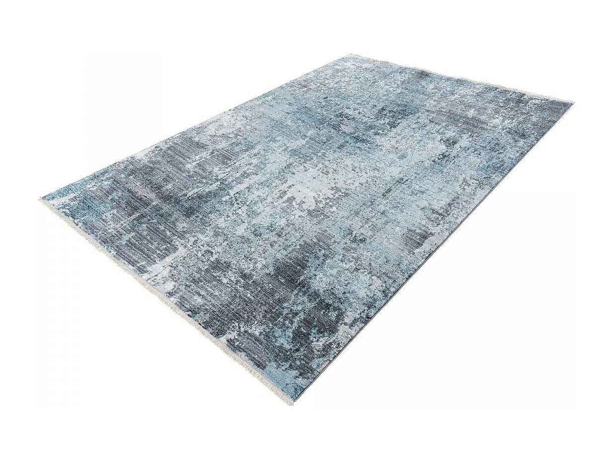 tapis chambre 120x170 tissé bleu et gris rectangle motif abstrait MEDELLA
