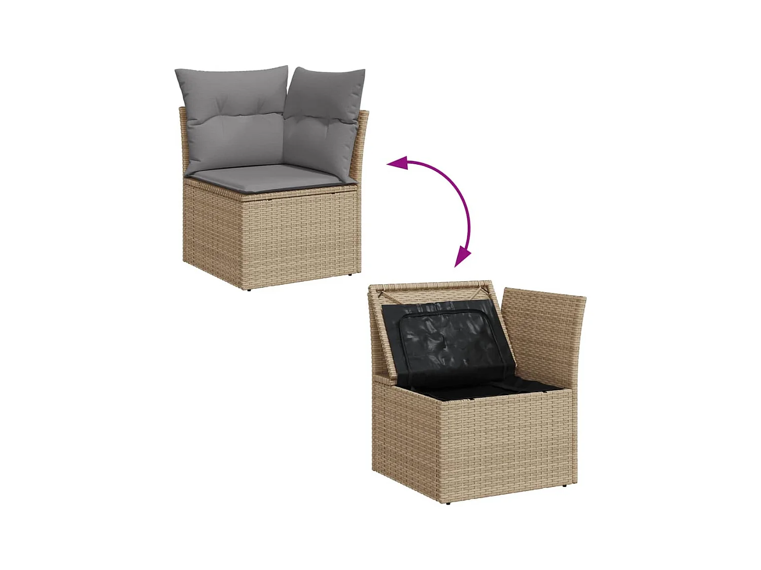 9-tlg. Garten-Sofagarnitur mit Kissen Beige Poly Rattan