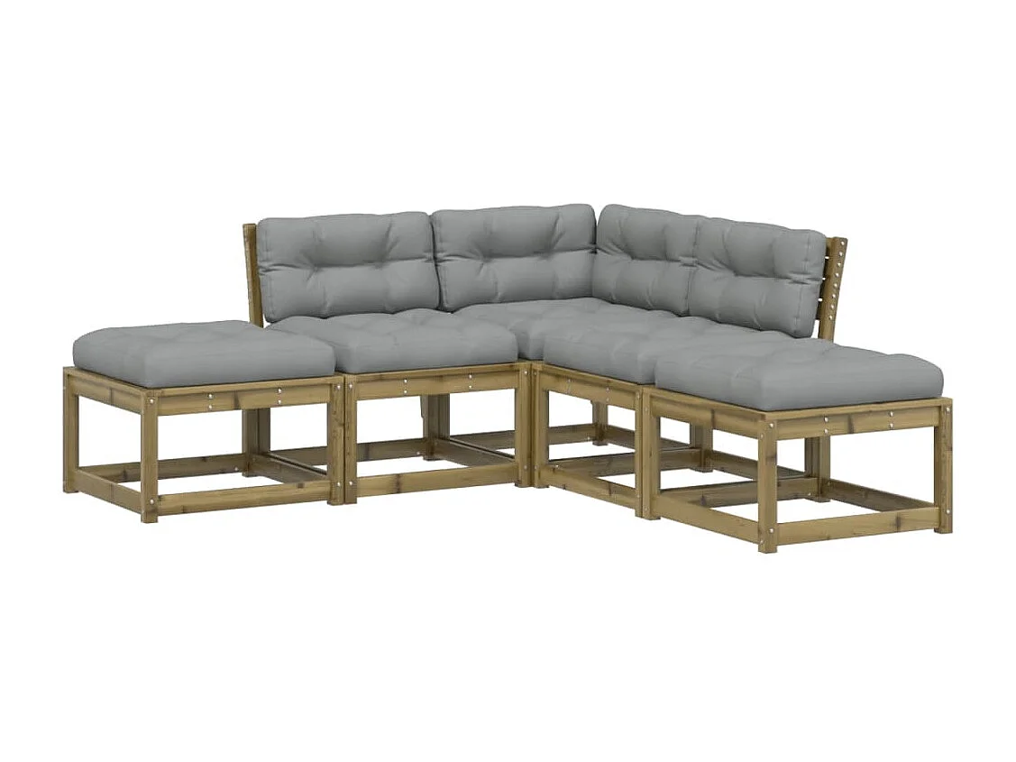 5-tlg. Garten-Sofagarnitur mit Kissen Kiefernholz Imprägniert