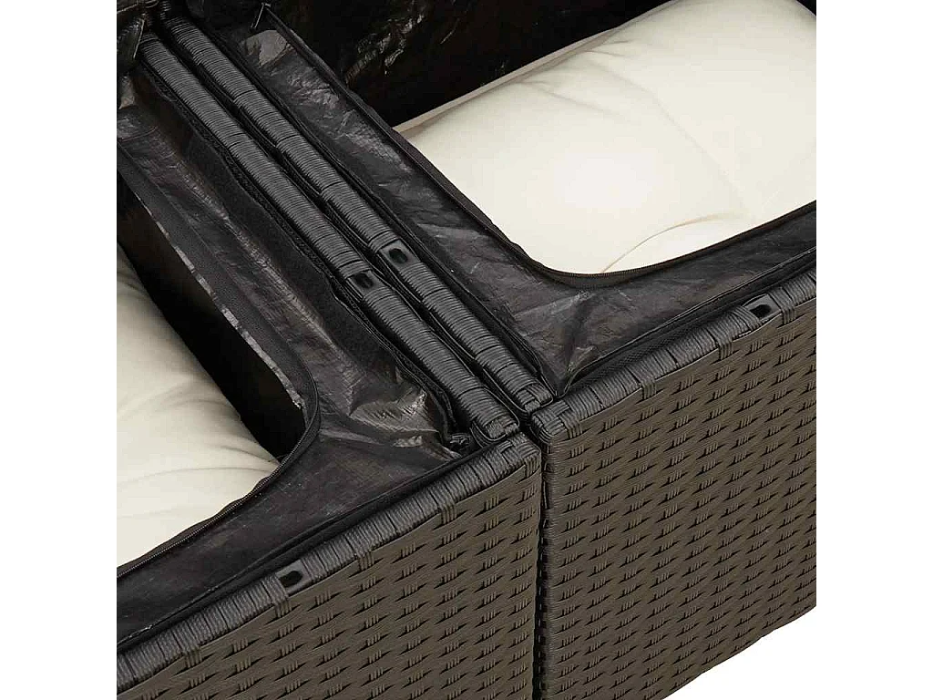 Set Divani da Giardino 9 pz con Cuscini Nero in Polyrattan