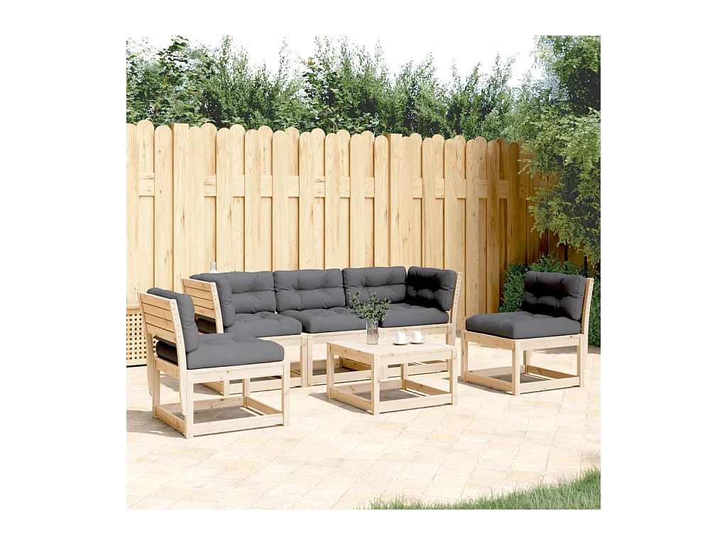 Salon de jardin 5 pcs avec coussins bois de pin massif