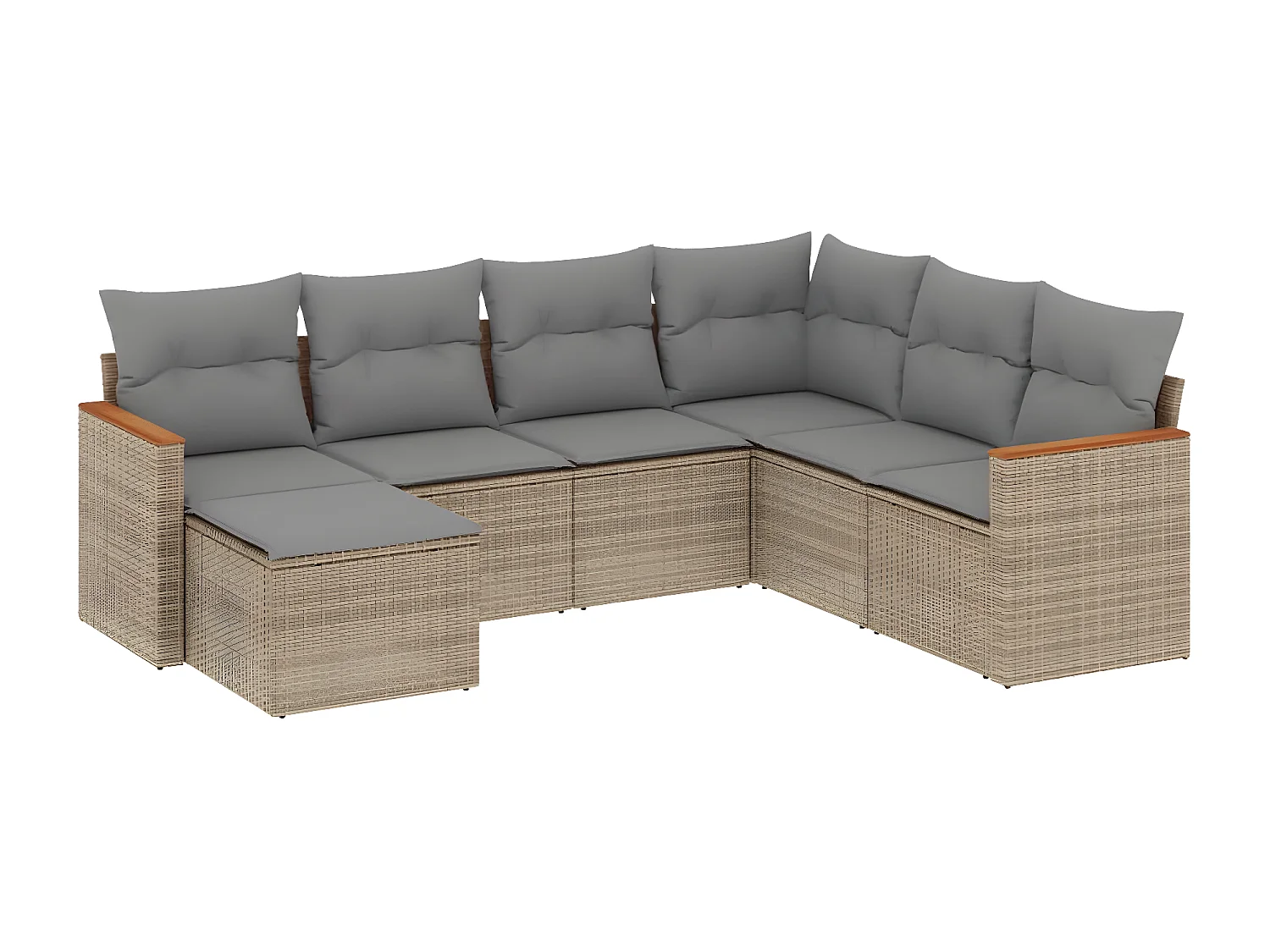 Set Divani da Giardino 7 pz con Cuscini Beige in Polyrattan
