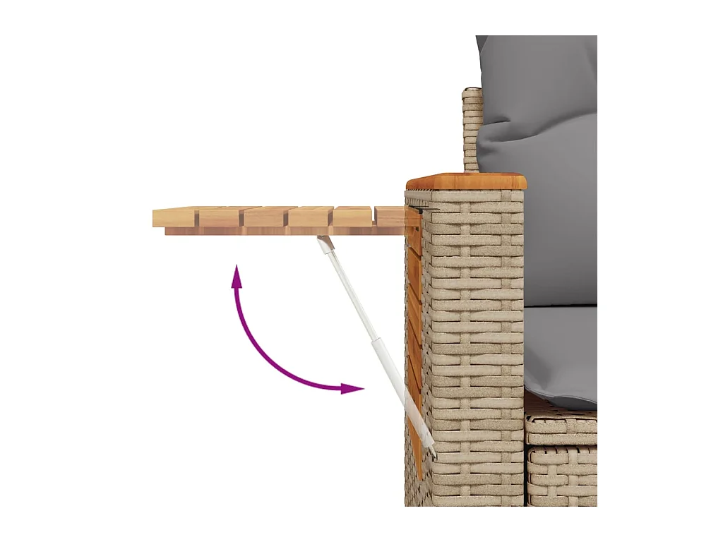 10-tlg. Garten-Sofagarnitur mit Kissen Beige Poly Rattan