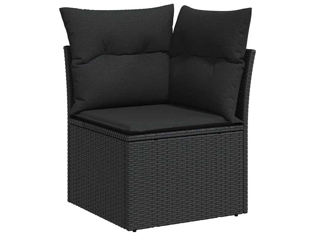5-tlg. Garten-Sofagarnitur mit Kissen Schwarz Poly Rattan