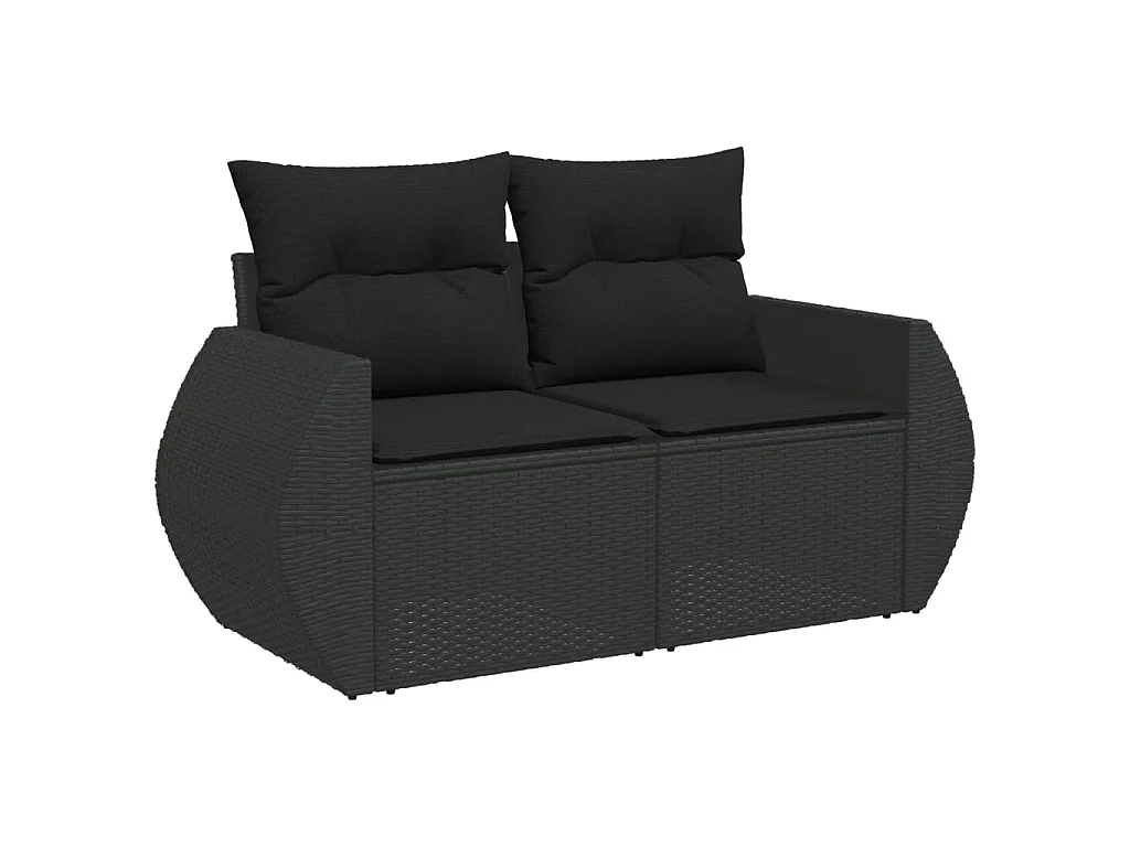 5-tlg. Garten-Sofagarnitur mit Kissen Schwarz Poly Rattan