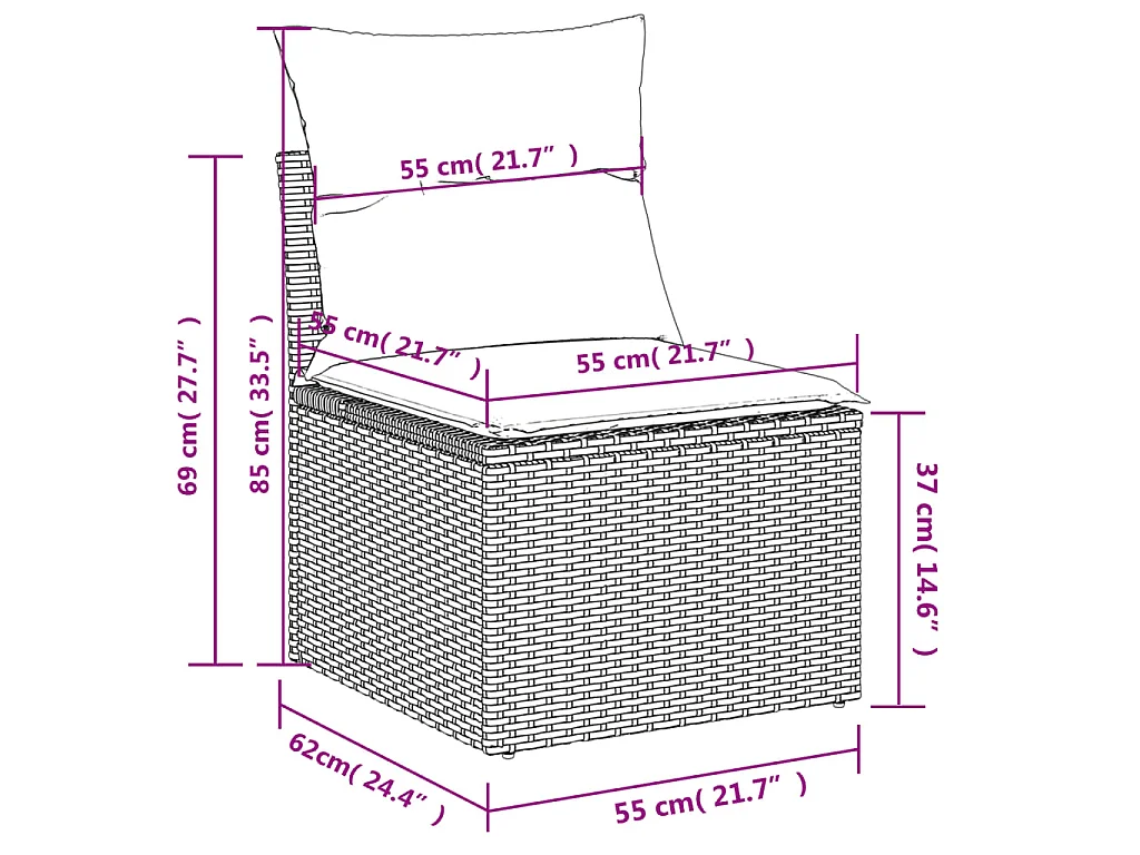 5-tlg. Garten-Sofagarnitur mit Kissen Schwarz Poly Rattan