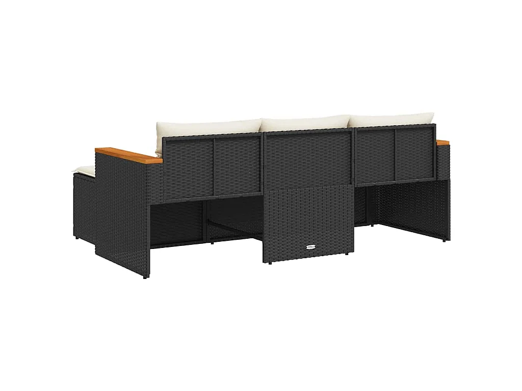 3-częściowy zestaw wypoczynkowy do ogrodu z poduszkami, czarna wiklina PE.