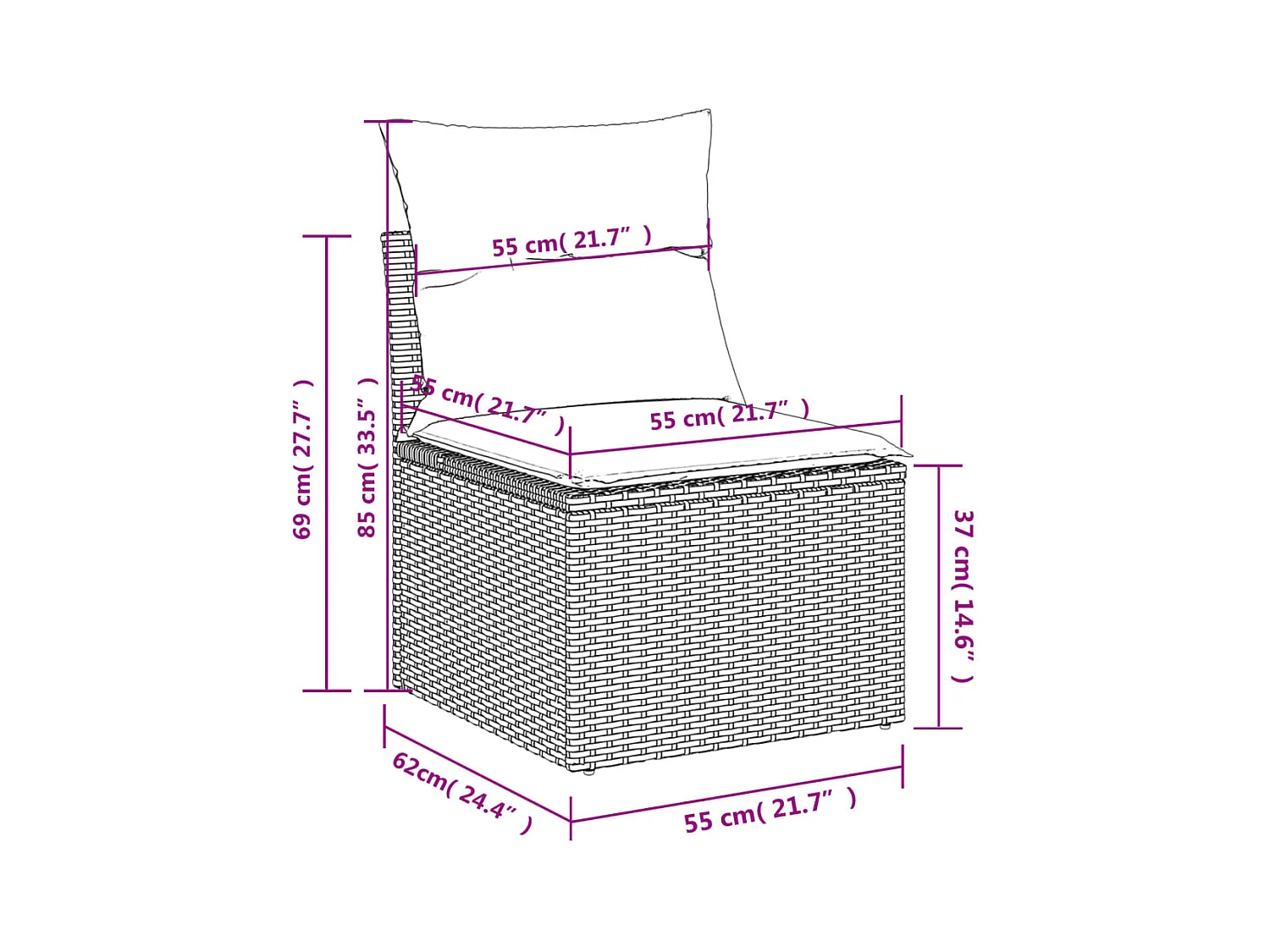 Salon de jardin avec coussins 12 pcs gris résine tressée