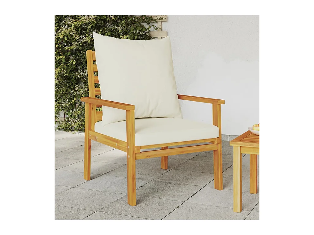 Poltrone da Giardino 2pz con Cuscino in Legno Massello Acacia