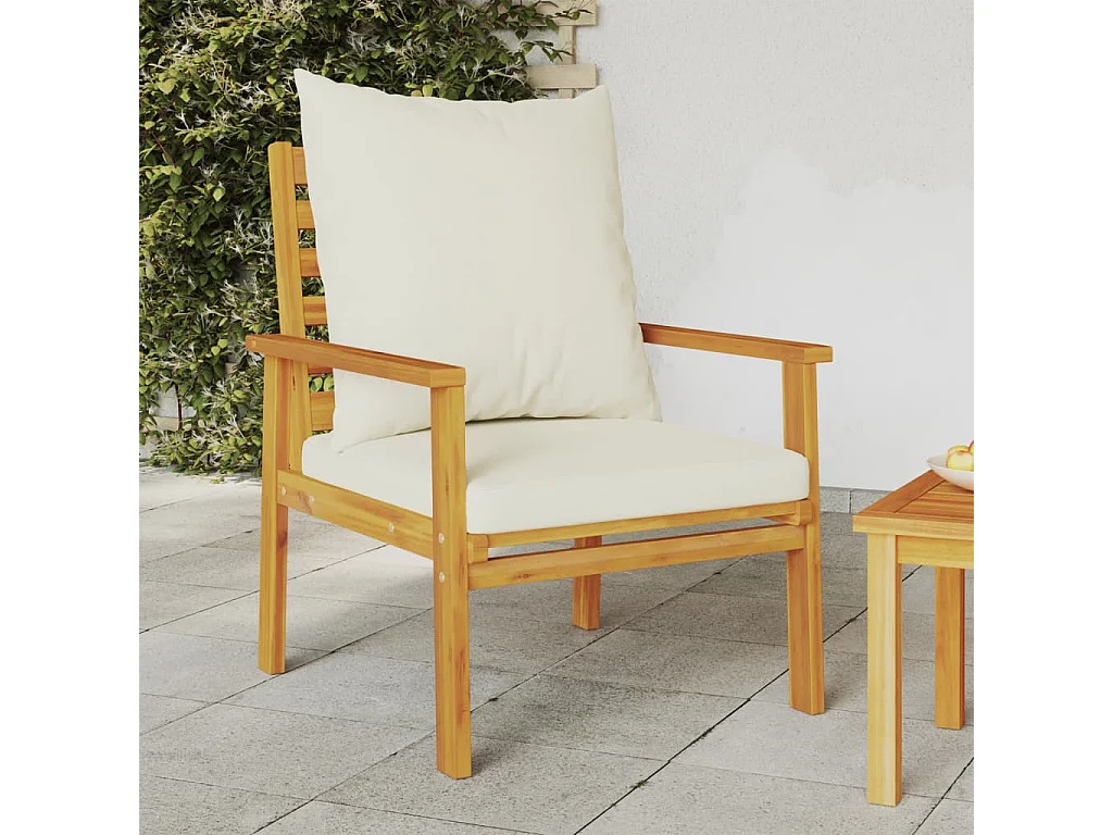 Fauteuil de jardin lot de 2 avec coussin bois massif d'acacia