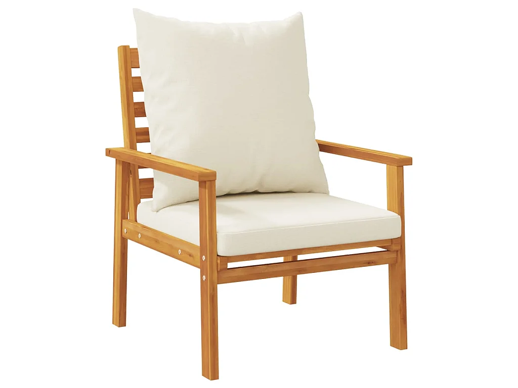 Fauteuil de jardin lot de 2 avec coussin bois massif d'acacia
