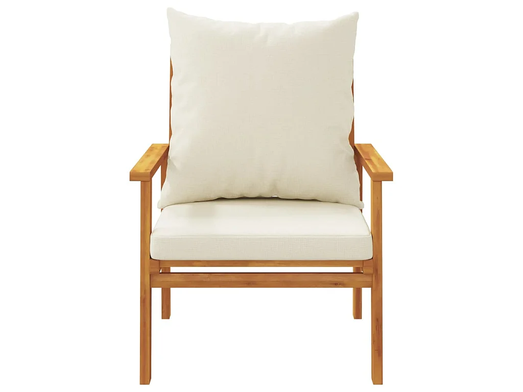 Fauteuil de jardin lot de 2 avec coussin bois massif d'acacia