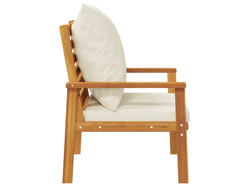 Fauteuil de jardin lot de 2 avec coussin bois massif d'acacia