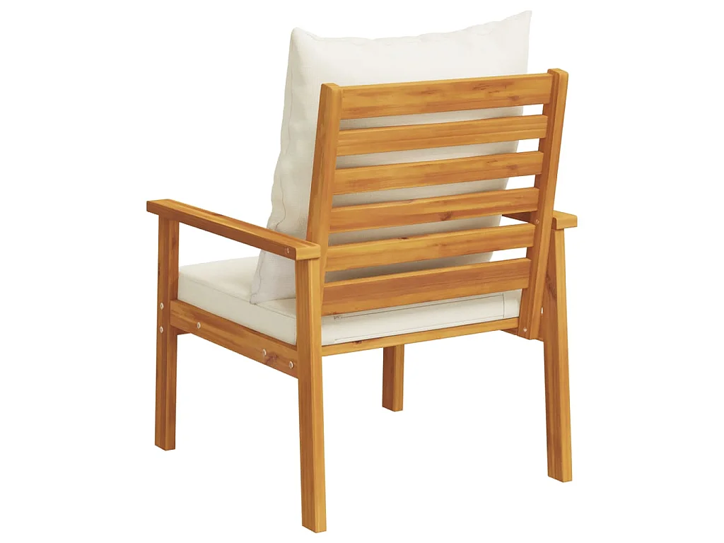 Fauteuil de jardin lot de 2 avec coussin bois massif d'acacia