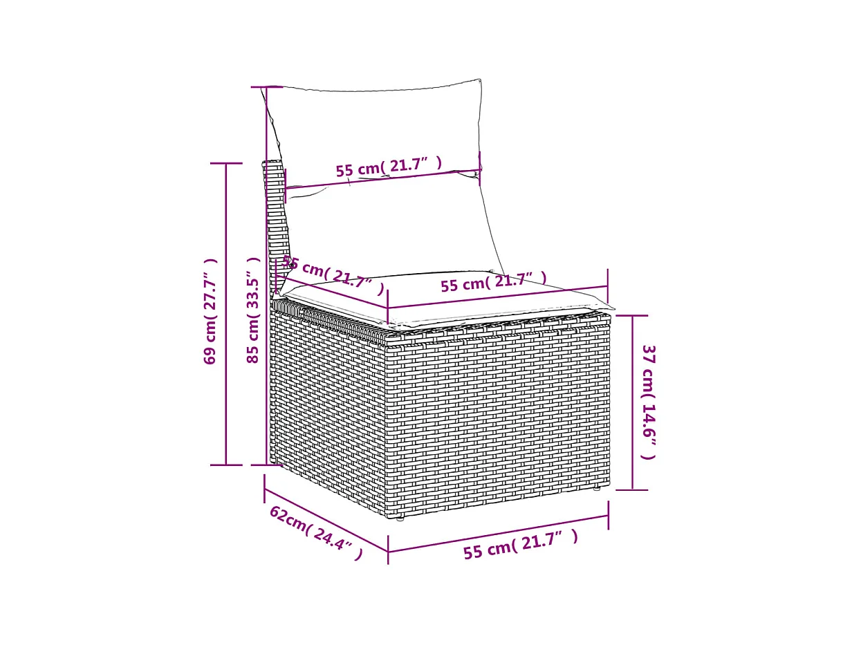 7-tlg. Garten-Sofagarnitur mit Kissen Schwarz Poly Rattan