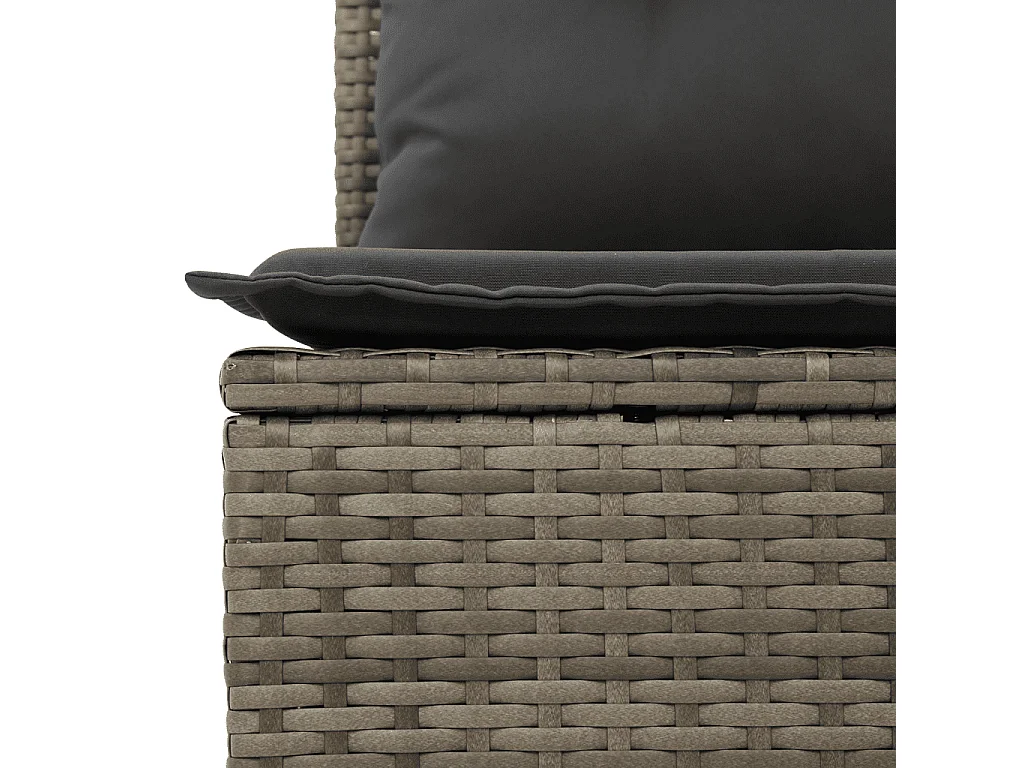 7 pcs conjunto sofás p/ jardim c/ almofadões vime PE cinzento