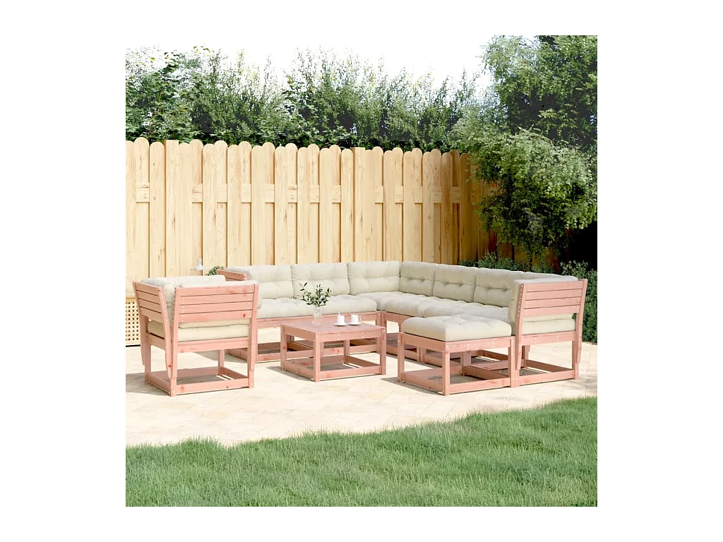 Salon de jardin 8 pcs avec coussins bois massif douglas