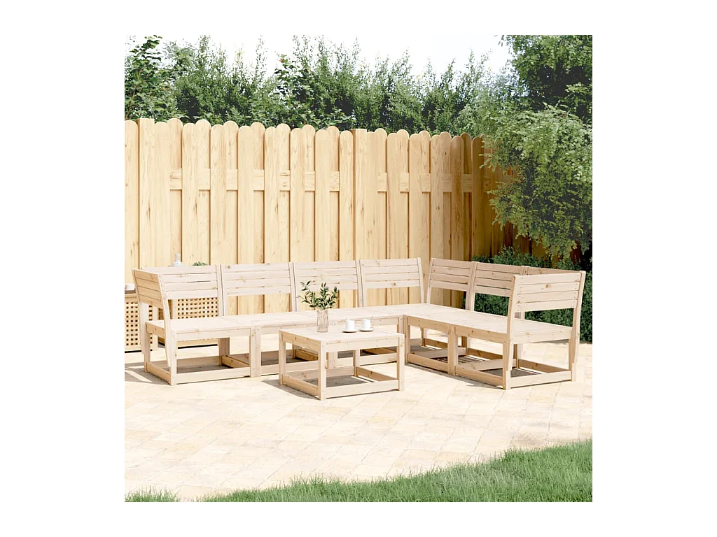 Salon de jardin 6 pcs bois de pin massif