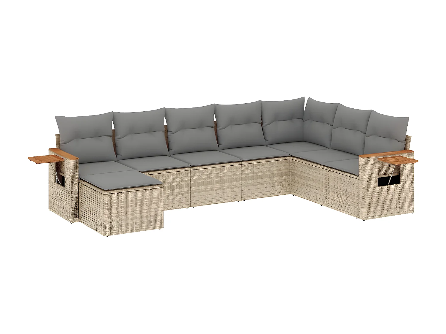 Set Divano da Giardino 8 pz con Cuscini Beige in Polyrattan