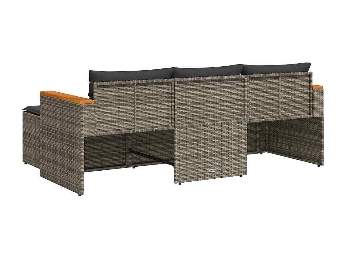 Salon de jardin avec coussins 3 pcs gris résine tressée