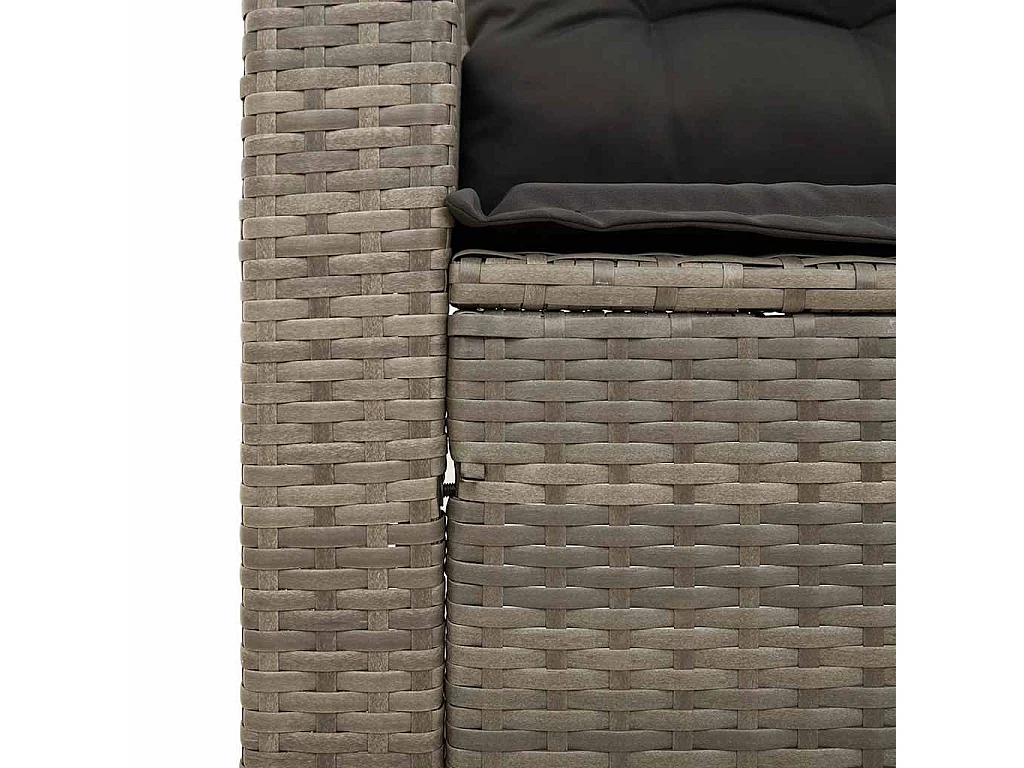 Salon de jardin avec coussins 3 pcs gris résine tressée