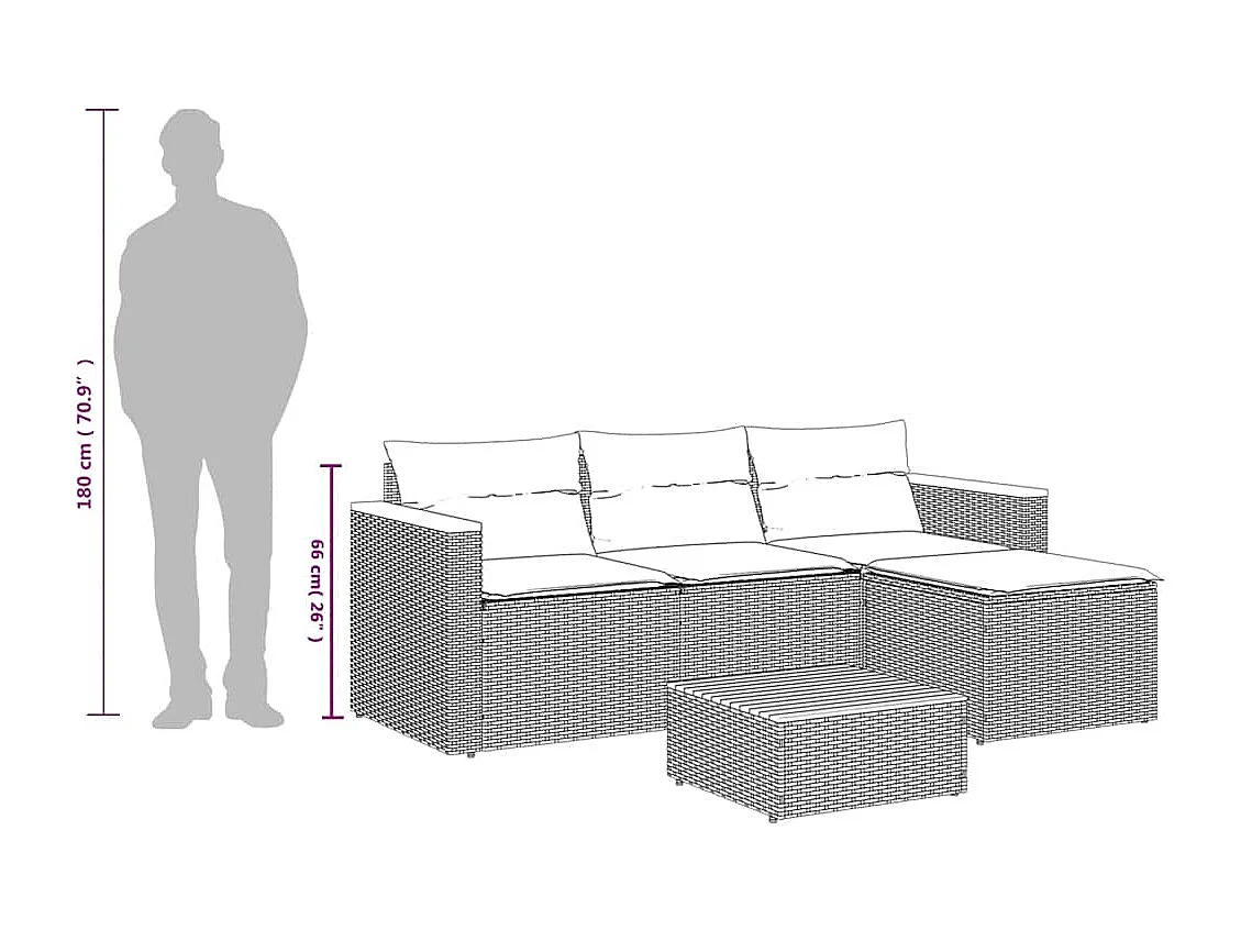 Salon de jardin avec coussins 3 pcs gris résine tressée