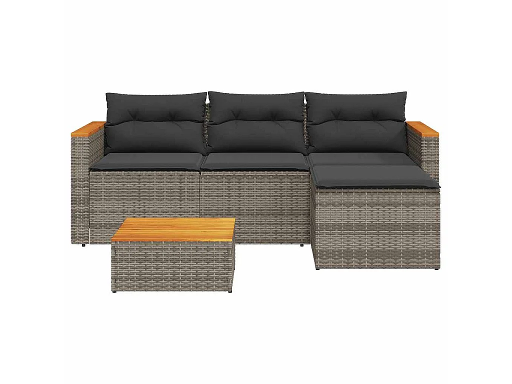 Set Divani da Giardino 3 pz con Cuscini Grigio in Polyrattan