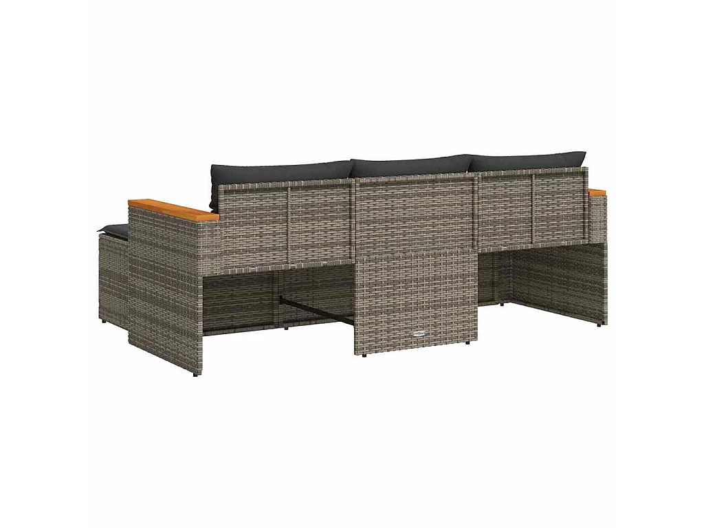 Set Divani da Giardino 3 pz con Cuscini Grigio in Polyrattan