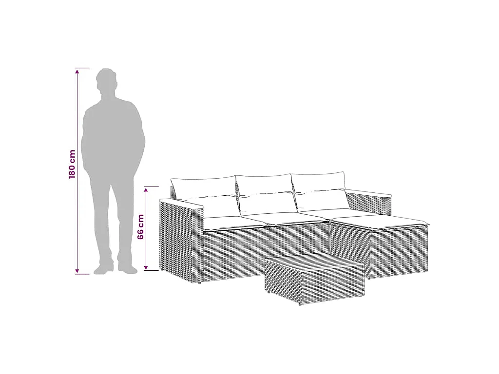 Set Divani da Giardino 3 pz con Cuscini Grigio in Polyrattan