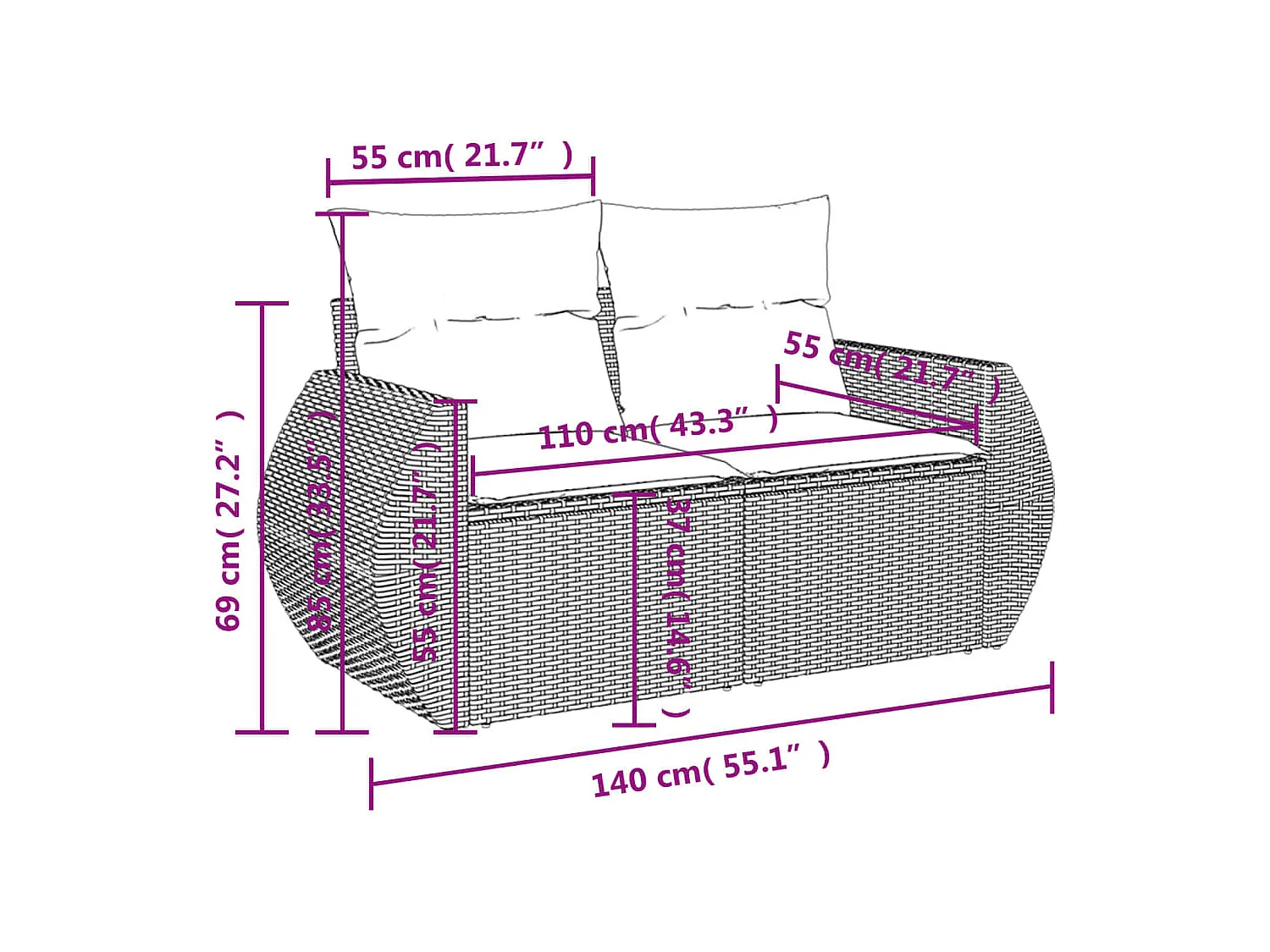 11-delige Tuinset met kussens poly rattan beige