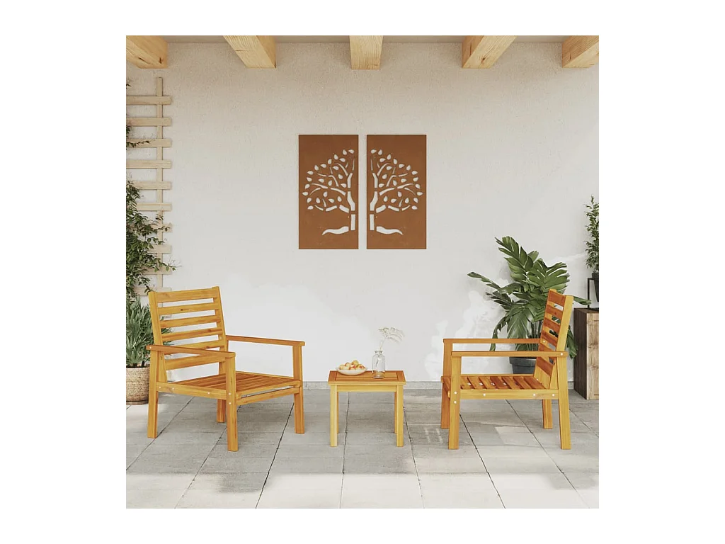 Fauteuil de jardin lot de 2 66,5x65x81 cm bois massif d'acacia