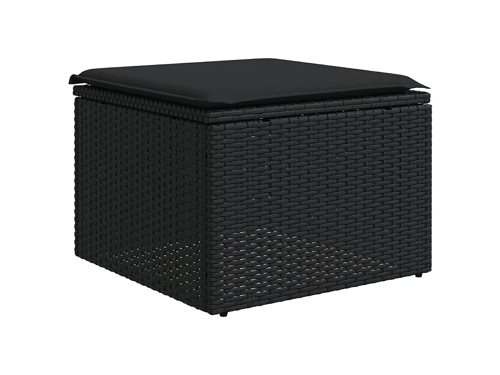 6-delige Loungeset met kussens poly rattan zwart