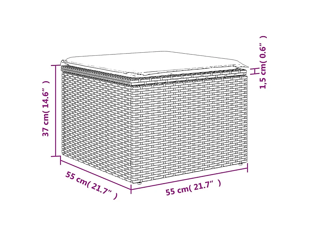 6-delige Loungeset met kussens poly rattan zwart