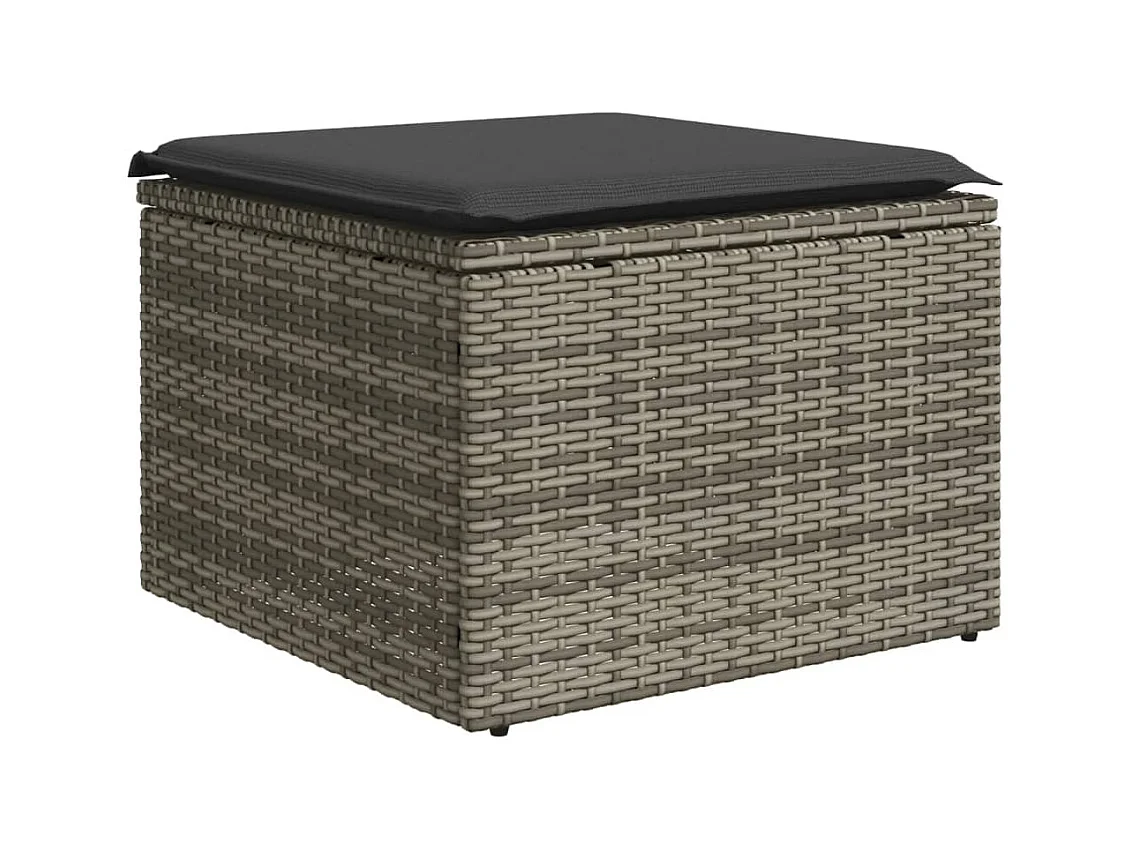 Salon de jardin avec coussins 10 pcs gris résine tressée