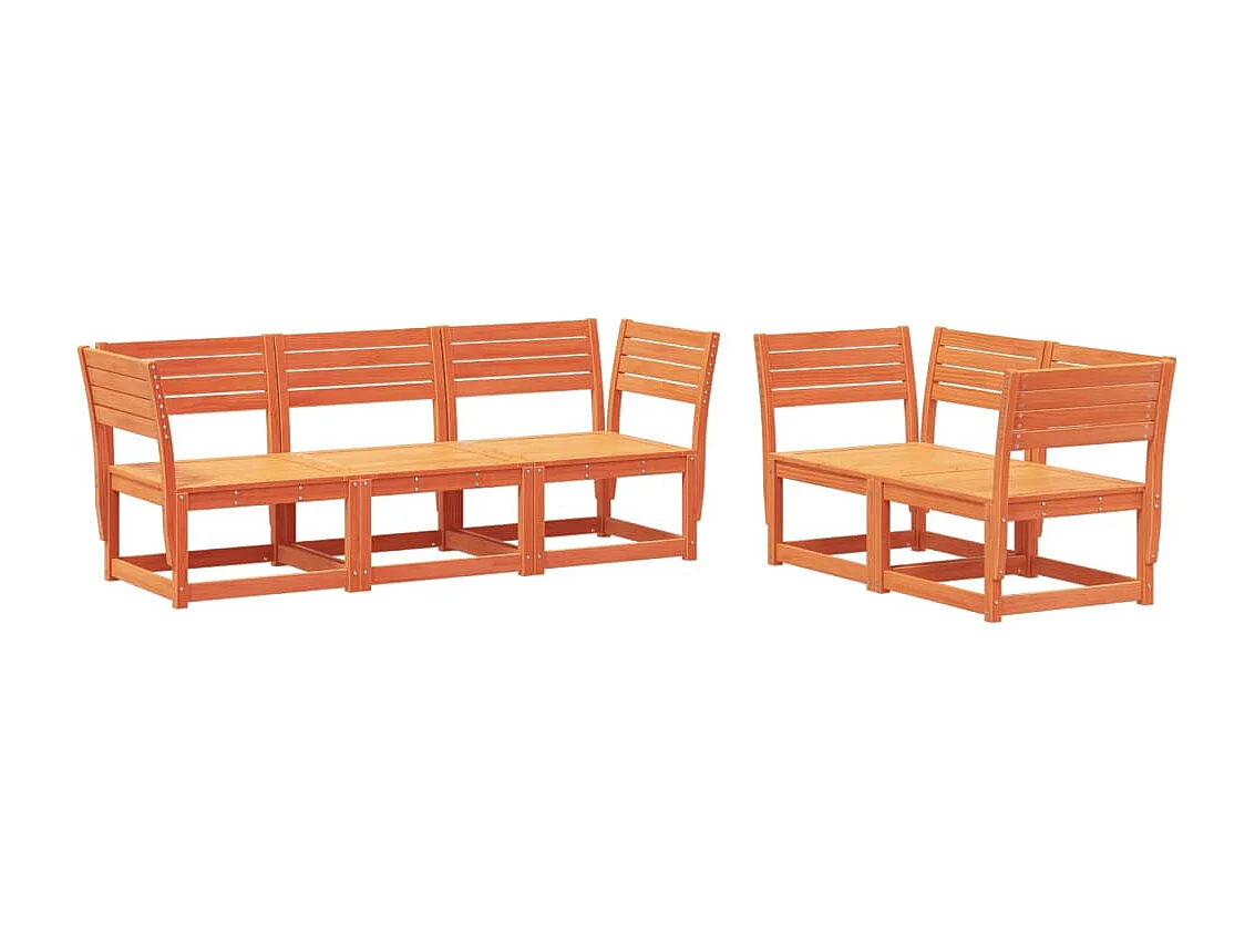 Salon de jardin 5 pcs cire marron bois de pin massif