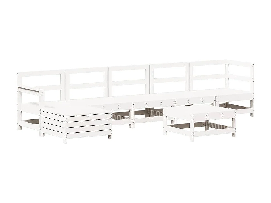 7-tlg. Garten-Lounge-Set Weiß Massivholz Kiefer