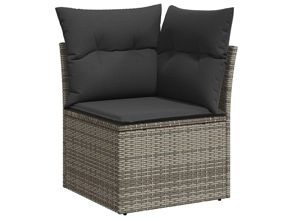 Salon de jardin 6 pcs avec coussins gris résine tressée