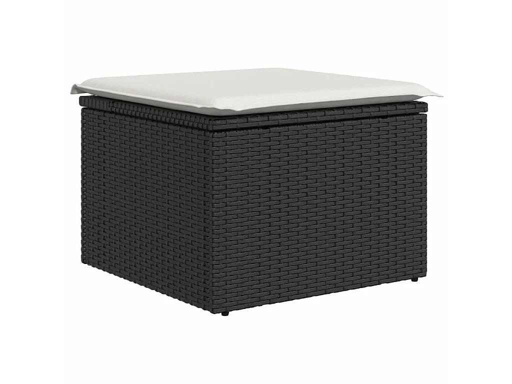 11-tlg. Garten-Sofagarnitur mit Kissen Schwarz Poly Rattan