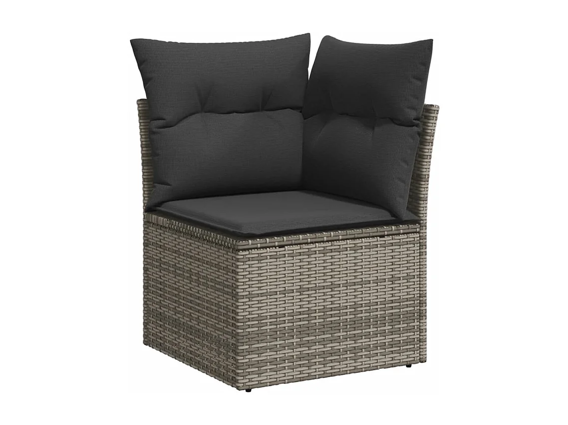 Salon de jardin 8 pcs avec coussins gris résine tressée