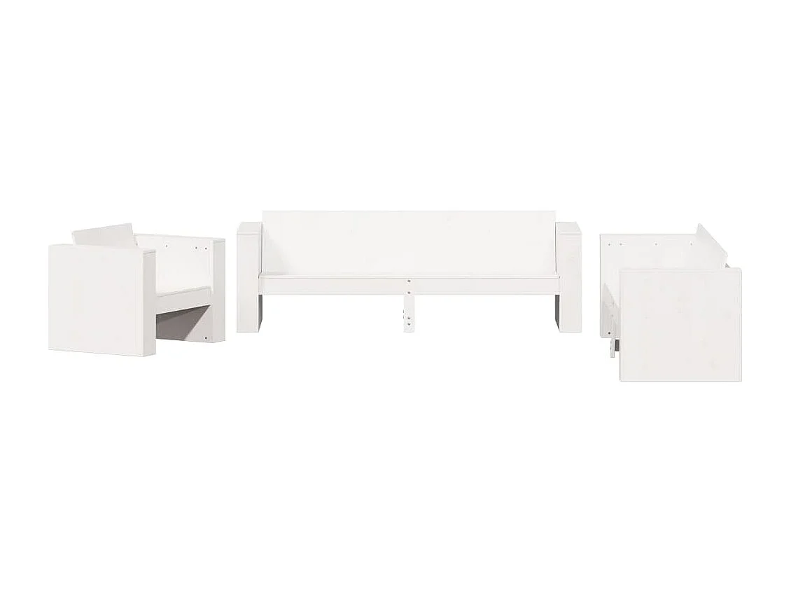 Salon de jardin 2 pcs blanc bois de pin massif