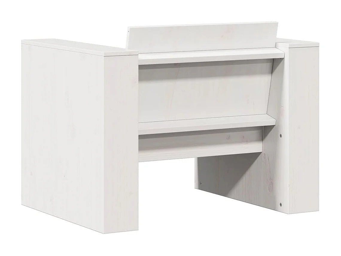 Salon de jardin 2 pcs blanc bois de pin massif