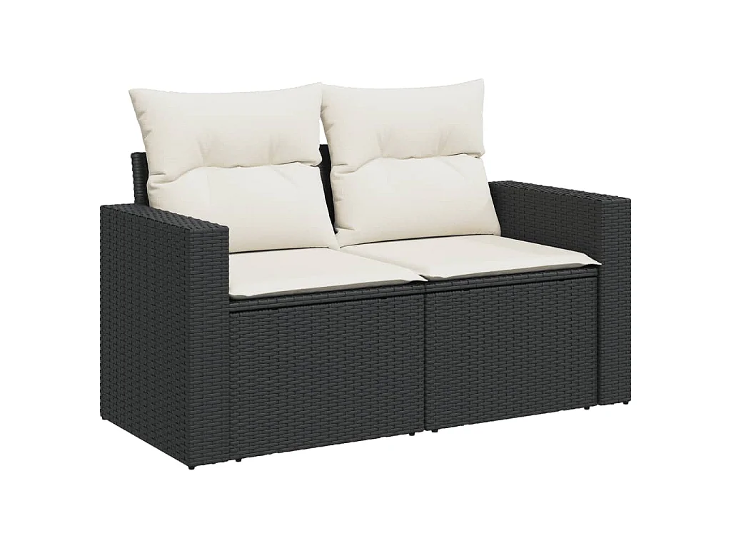 11-tlg. Garten-Sofagarnitur mit Kissen Schwarz Poly Rattan