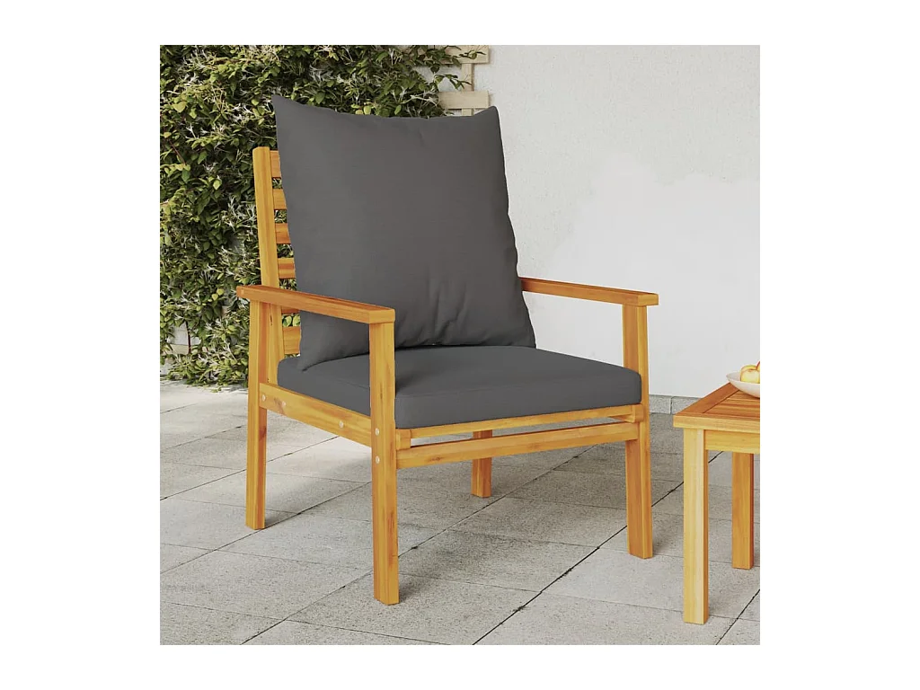 Fauteuil de jardin lot de 2 avec coussin bois massif d'acacia