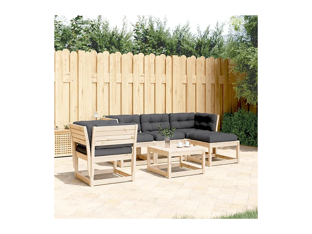 Salon de jardin 5 pcs avec coussins Bois de pin massif