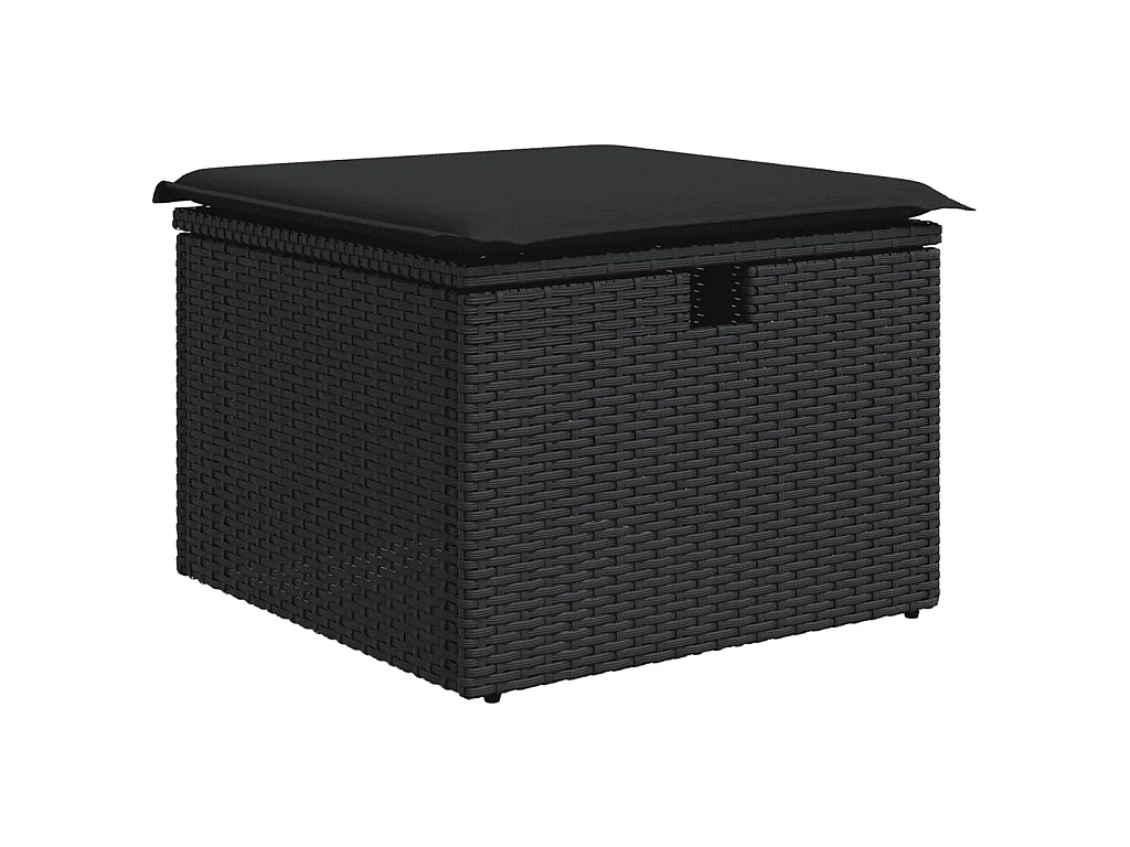 7 pcs conjunto de sofás p/ jardim c/ almofadões vime PE preto