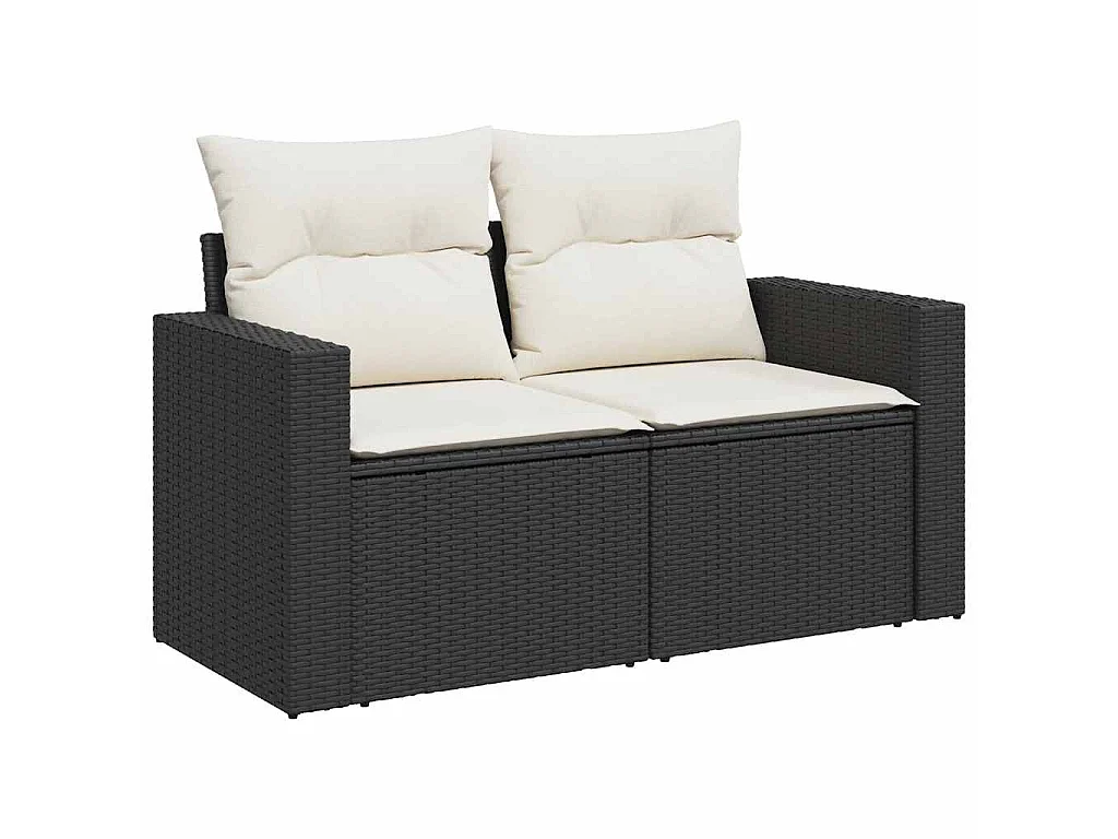 Set Divani da Giardino con Cuscini 8 pz Nero in Polyrattan