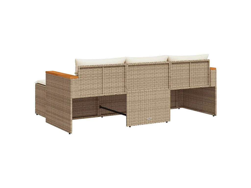 Set Divano da Giardino 3 pz con Cuscini Beige in Polyrattan