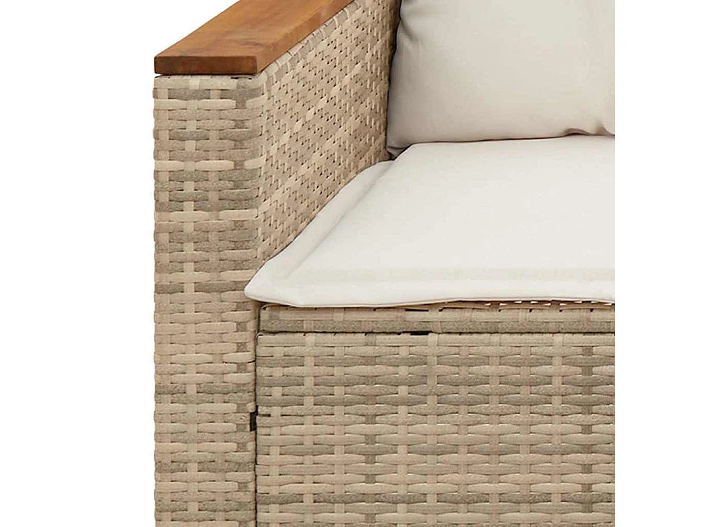 Set Divano da Giardino 3 pz con Cuscini Beige in Polyrattan