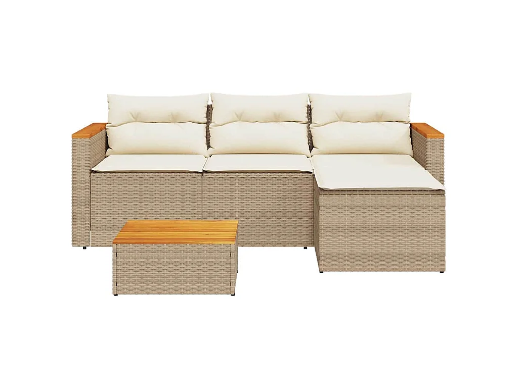 Set Divano da Giardino 3 pz con Cuscini Beige in Polyrattan